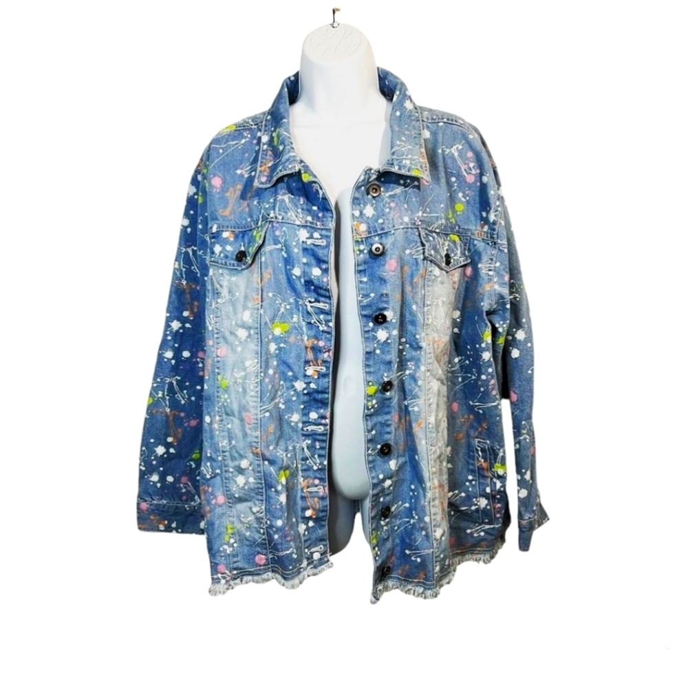 Custom paint splattered Jean jacket
